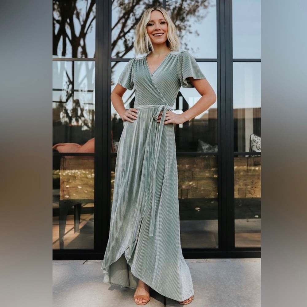 Baltic Born Ribbed Velvet Wrap Dress